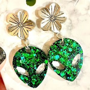Floral Acrylic Alien Earrings